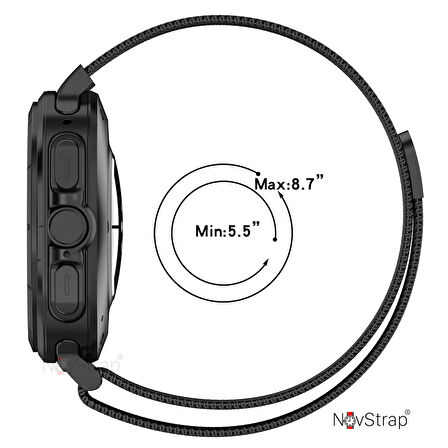 NovStrap Samsung Galaxy Watch Ultra 47 Mm ile Uyumlu Kordon Tam Uyumlu Pimli Metal Hasır Çelik Kayış