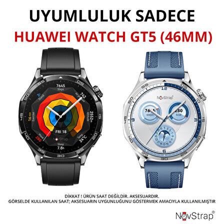 NovStrap Huawei Watch Gt5 46mm ile Uyumlu Ekran Koruyucu Cam ve Kasa Koruyucu Kılıf Sert Polikarbon