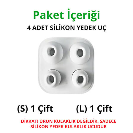 NovStrap Apple Airpods Pro / Pro 2 İle Uyumlu Üretilmiş Yedek Silikon Kulaklık Ucu (S/L) 2 li Set