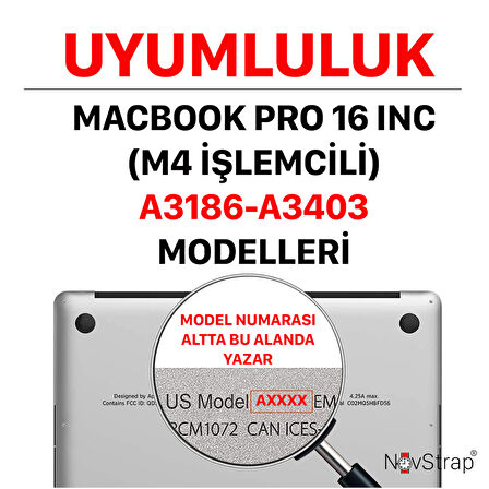 NovStrap Apple Macbook Pro 16 inç M4/Pro/Max A3186 A3403 ile Uyumlu Kılıf Sert Parlak Koruma Kapak