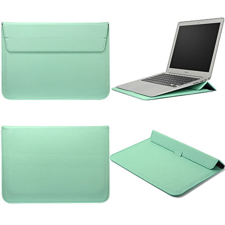 NovStrap Apple MacBook Pro 14 inç M4 A3401 A3112 A3185 ile Uyumlu Deri Kılıf Çanta Sleeve Standlı