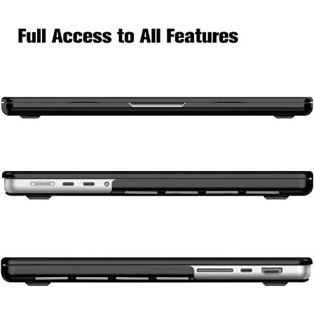 NovStrap Apple Macbook Pro 14 inç M4 A3401 A3112 A3185 ile Uyumlu Parlak Kılıf + Siyah Klavye Kılıfı +Film