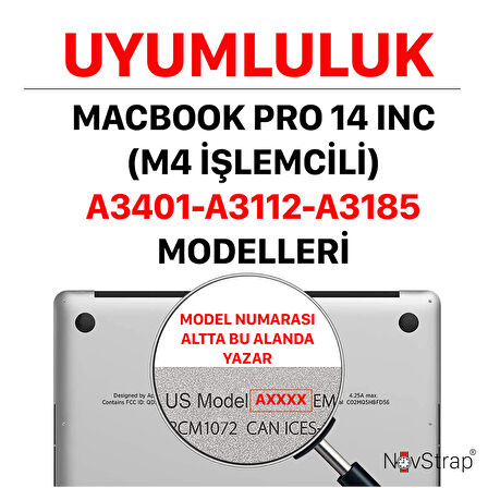 NovStrap Apple Macbook Pro 14 inç M4/Pro/Max A3401 A3112 A3185 ile Uyumlu Simli Kılıf Sert Glitter