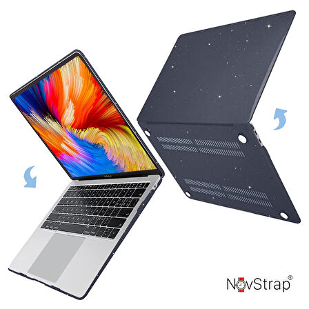 NovStrap Apple Macbook Pro 16 inç M4/Pro/Max A3186 A3403 ile Uyumlu Simli Kılıf Sert Glitter