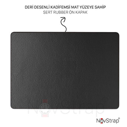 NovStrap Apple Macbook Pro 16 inç M4/Pro/Max A3186 A3403 ile Uyumlu Kılıf Deri Desenli Rubber Kapak