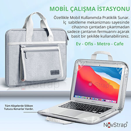 NovStrap Apple Macbook Pro 14 inç M4/Pro/Max A3401 A3112 A3185 ile Uyumlu Oxford Kumaş Çanta