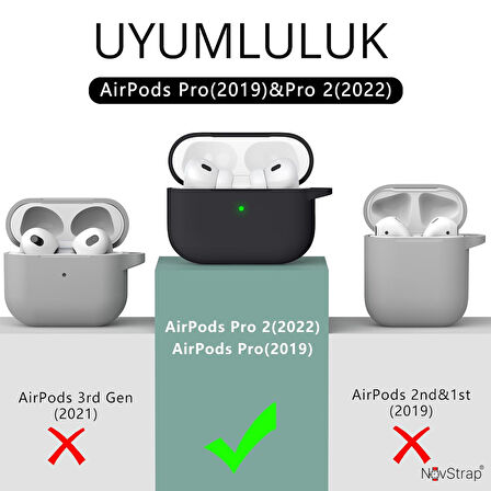 NovStrap Apple Airpods Pro/Airpods Pro 2. Nesil İle Uyumlu Kılıf Toz Tıpalı Yumuşak Liquid Silikon