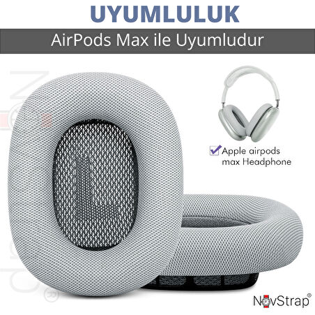 NovStrap Apple AirPods Max İle Uyumlu Yedek Kulaklık Yastığı Pedi Süngeri Protein Deri Magnetic