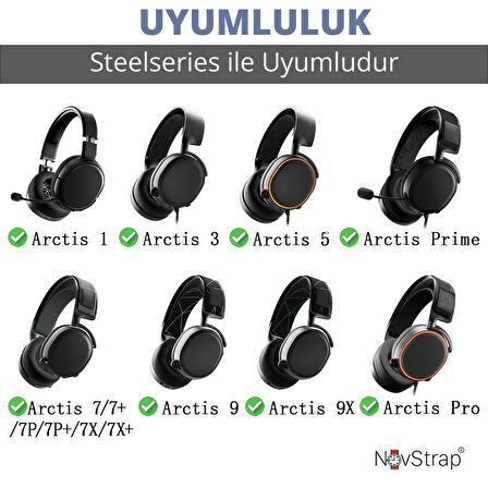 NovStrap SteelSeries Arctis 1 3 5 7 7P 7X 9 9X Pro ile Uyumlu Yedek Kulaklık Yastığı Pedi Süngeri