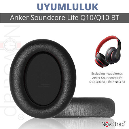 NovStrap Anker Soundcore Life Q10 Q10 Bt ile Uyumlu Kulaklık Pedi Süngeri Yastığı