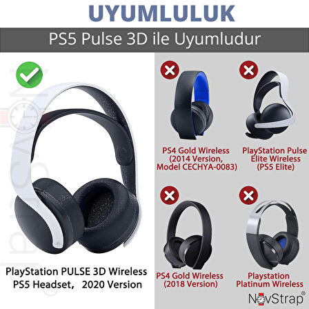 NovStrap Sony Ps5 Pulse 3D Playstation 5 Kulaklık ile Uyumlu Yedek Kulaklık Pedi Süngeri Yastığı