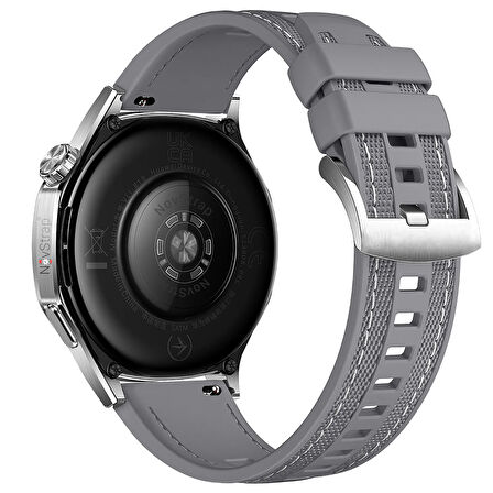 NovStrap Honor Magic Watch 2/Gs Pro 46mm/Gs3 ile Uyumlu Kordon (22mm) Hybrid Dikişli Kumaş Silikon
