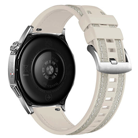 NovStrap Honor Magic Watch 2/Gs Pro 46mm/Gs3 ile Uyumlu Kordon (22mm) Hybrid Dikişli Kumaş Silikon