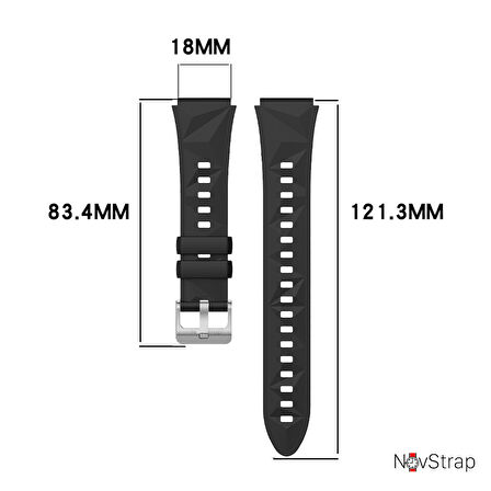 NovStrap Huawei Watch GT4 41mm GT5 41mm ile Uyumlu Kordon (18mm Pimli) Lansman Prizma Silikon Kayış
