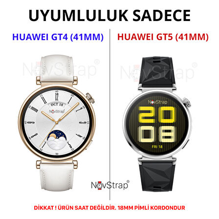 NovStrap Huawei Watch GT4 41mm GT5 41mm ile Uyumlu Kordon (18mm Pimli) Lansman Prizma Silikon Kayış