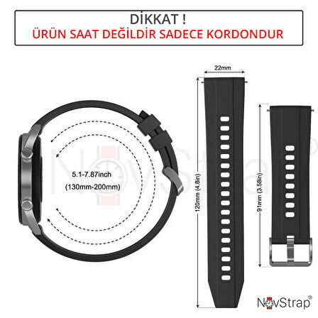 NovStrap Huawei Watch Gt5 46mm Gt5 Pro Gt4 46mm Gt3 46mm Gt3 Pro Se Gt2 ile Uyumlu Kordon 22mm Easy Band Lansman Silikon Kayış