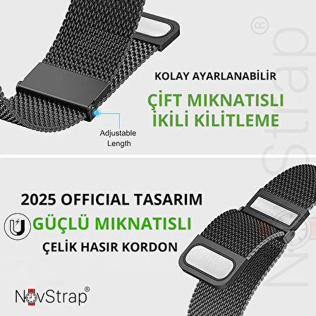 NovStrap Huawei Watch GT4 41mm GT5 41mm ile Uyumlu Kordon (18mm) Çift Mıknatıslı Lansman Metal Hasır Çelik Kayış