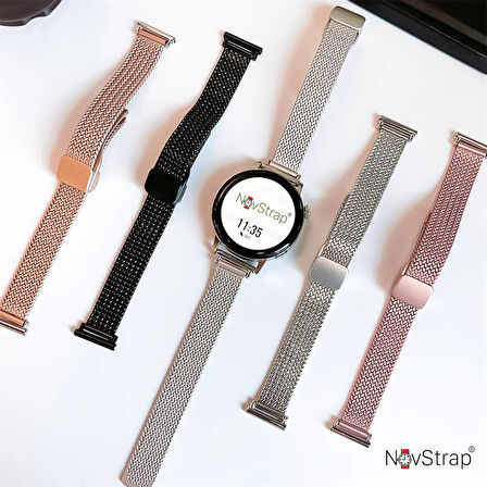 NovStrap Huawei Watch GT4 41mm GT5 41mm ile Uyumlu Kordon 18mm Magnet Tokalı Luxury Slim Metal Hasır