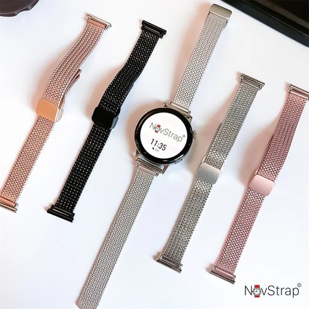 NovStrap Samsung Galaxy Watch 7 Fe 6 5 4 40-42-43-44-45-46-47 Mm ile Uyumlu Kordon 20mm Luxury Slim Metal Hasır