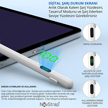 NovStrap Apple iPad Air 4/5 Nesil 10.9 inç ile Uyumlu Dijital Ekranlı Dokunmatik Tablet Kalemi Stylus Pencil