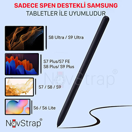 NovStrap Tablet Kalemi Stylus Spen Samsung Galaxy Tab S7 S8 S9 Fe Ultra Plus S6 Lite ile Uyumlu