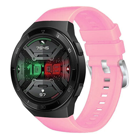 NovStrap Huawei Watch GT 2E ile Uyumlu Kordon Tam Uyumlu Geçmeli Pimli Silikon Kordon Kayış