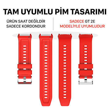 NovStrap Huawei Watch GT 2E ile Uyumlu Kordon Tam Uyumlu Geçmeli Pimli Silikon Kordon Kayış