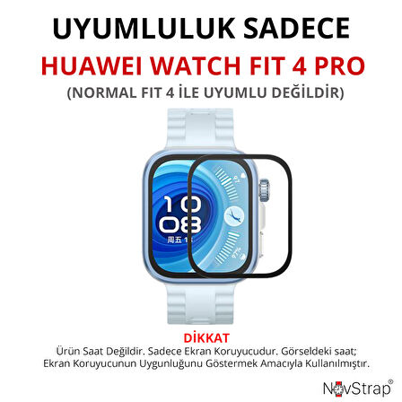 NovStrap Huawei Watch Fit 4 Pro ile Uyumlu Ekran Koruyucu Nano Esnek Cam Ekranı Tam Kapatan PPMA