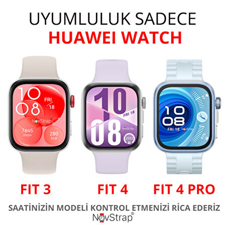 NovStrap Huawei Watch Fit 4 Pro/Fit 4/Fit 3 ile Uyumlu Kordon Tam Uyumlu Pimli Lansman Silikon Kayış