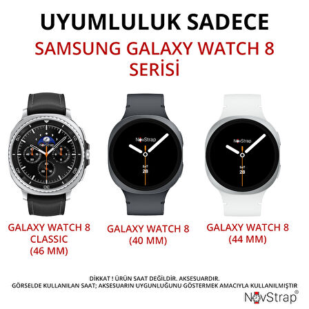 NovStrap Samsung Galaxy Watch 8 40mm 44mm Classic 46mm ile Uyumlu Kordon Mıknatıslı Metal Hasır