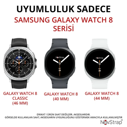 NovStrap Samsung Galaxy Watch 8 40mm 44mm Classic 46mm ile Uyumlu Kordon Mıknatıslı Metal Hasır