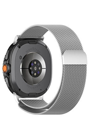 NovStrap Samsung Galaxy Watch 8 40mm 44mm Classic 46mm ile Uyumlu Kordon Mıknatıslı Metal Hasır