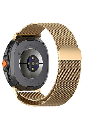 NovStrap Samsung Galaxy Watch 8 40mm 44mm Classic 46mm ile Uyumlu Kordon Mıknatıslı Metal Hasır