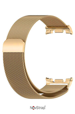 NovStrap Samsung Galaxy Watch 8 40mm 44mm Classic 46mm ile Uyumlu Kordon Mıknatıslı Metal Hasır