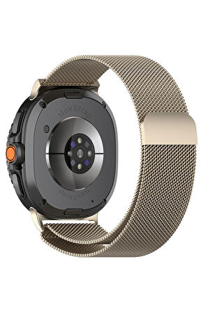 NovStrap Samsung Galaxy Watch 8 40mm 44mm Classic 46mm ile Uyumlu Kordon Mıknatıslı Metal Hasır