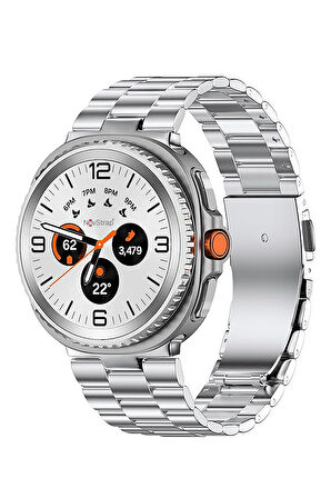 NovStrap Samsung Galaxy Watch 8 40mm 44mm Classic 46mm ile Uyumlu Kordon Klasik Çelik Metal Kordon