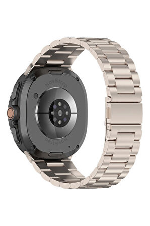 NovStrap Samsung Galaxy Watch 8 40mm 44mm Classic 46mm ile Uyumlu Kordon Klasik Çelik Metal Kordon