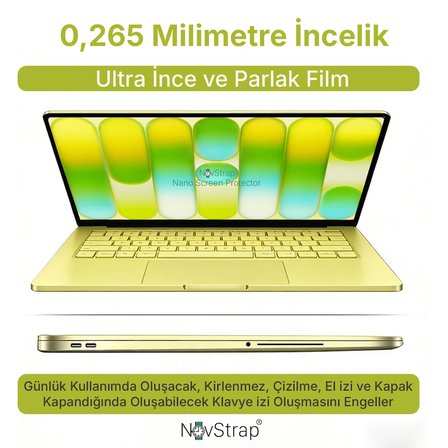 NovStrap MacBook Neo 13 inç A3404 (A18) ile Uyumlu Ekran Koruyucu Parlak Nano Film Ultra İnce HD
