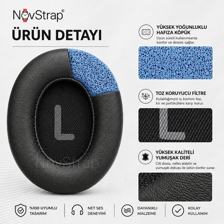 NovStrap JBL Tune 700BT 710BT 720BT 750BTNC 760NC 770NC ile Uyumlu Yedek Kulaklık Pedi Süngeri + Kafa Bandı Seti