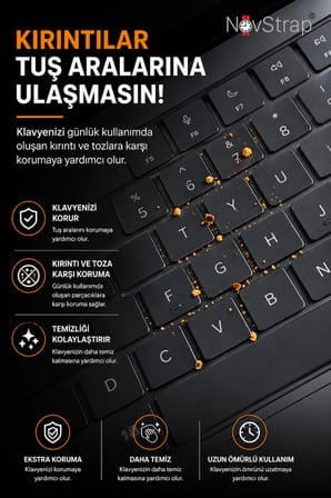 NovStrap Apple MacBook Pro 14 İnç M1/M2 A2442 A2779 A2992 A2918 İle Uyumlu Türkçe Q Gri Füme Silikon Klavye Koruyucu Kılıf