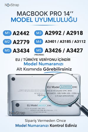 NovStrap Apple MacBook Pro 14 İnç M3 A3401 A3185 A3112 ile Uyumlu Türkçe Q Gri Füme Silikon Klavye Koruyucu Kılıf