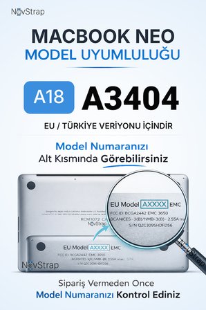 NovStrap Apple MacBook Neo 13 inç (A18 Çip) A3404 ile Uyumlu Türkçe Q Gri Füme Silikon Klavye Koruyucu Kılıf