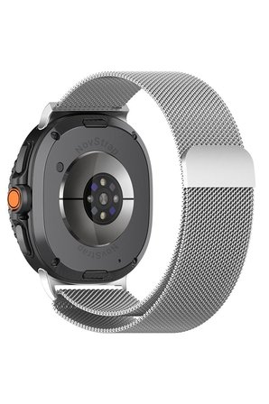 NovStrap Samsung Galaxy Watch 9 40mm 44mm ile Uyumlu Kordon Mıknatıslı Metal Çelik Hasır Kayış