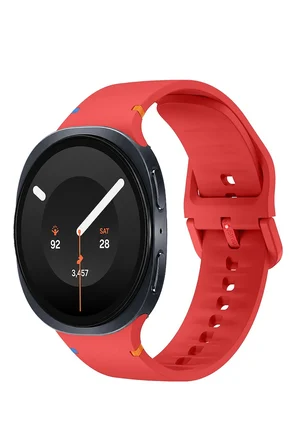 NovStrap Samsung Galaxy Watch 9 40mm 44mm ile Uyumlu Kordon Dikişli Silikon Kayış Tam Uyumlu Pimli