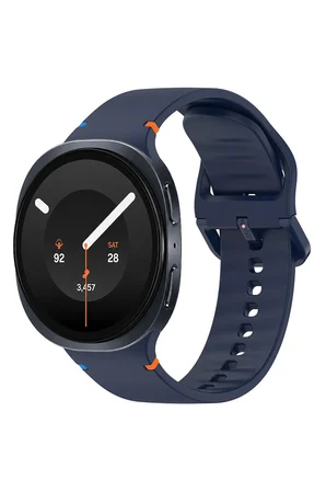 NovStrap Samsung Galaxy Watch 9 40mm 44mm ile Uyumlu Kordon Dikişli Silikon Kayış Tam Uyumlu Pimli