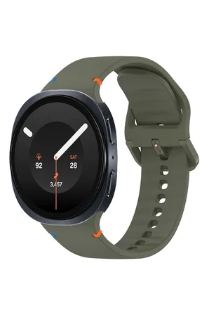NovStrap Samsung Galaxy Watch 9 40mm 44mm ile Uyumlu Kordon Dikişli Silikon Kayış Tam Uyumlu Pimli