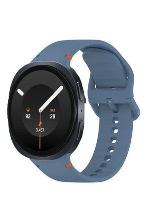 NovStrap Samsung Galaxy Watch 9 40mm 44mm ile Uyumlu Kordon Dikişli Silikon Kayış Tam Uyumlu Pimli