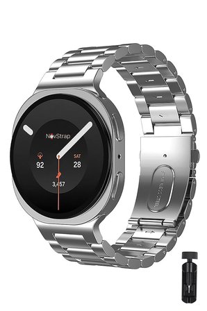 NovStrap Samsung Galaxy Watch 9 40mm 44mm ile Uyumlu Kısaltma Aparatlı Baklalı Çelik Metal Kordon
