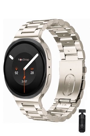 NovStrap Samsung Galaxy Watch 9 40mm 44mm ile Uyumlu Kısaltma Aparatlı Baklalı Çelik Metal Kordon