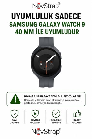 NovStrap Samsung Galaxy Watch 9 40mm ile Uyumlu 9H Temperli Cam Ekran Koruyucu Uygulama Aparatlı